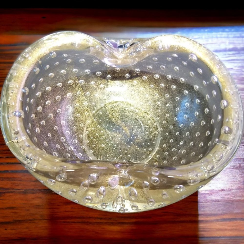 Murano Bullicante Ashtray Handblown Art Glass, by Archimedes Seguso 1950 Italy